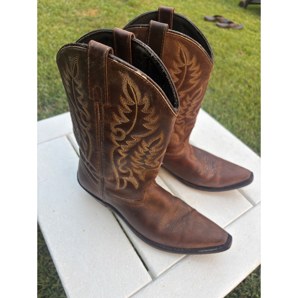 Laredo Brown Leather Western Cowboy Boots Pointed Toe 51094 Mens 7 M - Picture 3 of 6